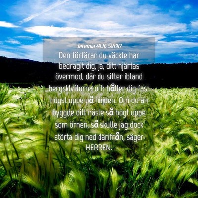 Picture 04 - Jeremia 49:16 SV1917 - Den förfäran du väckte har bedragit dig, ja, - Bible Verse Picture
