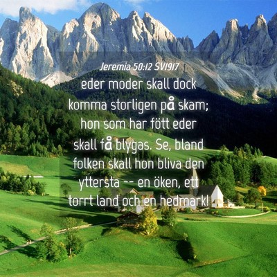 Picture 04 - Jeremia 50:12 SV1917 - eder moder skall dock komma storligen på skam; - Bible Verse Picture