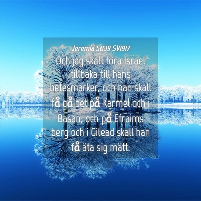 Picture 04 - Jeremia 50:19 SV1917 - Och jag skall föra Israel tillbaka till hans - Bible Verse Picture