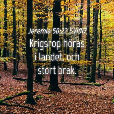 Picture 04 - Jeremia 50:22 SV1917 - Krigsrop höras i landet, och stort - Bible Verse Picture