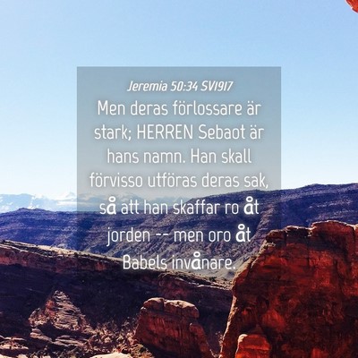 Picture 04 - Jeremia 50:34 SV1917 - Men deras förlossare är stark; HERREN Sebaot - Bible Verse Picture