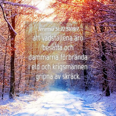 Picture 04 - Jeremia 51:32 SV1917 - att vadställena äro besatta och dammarna - Bible Verse Picture