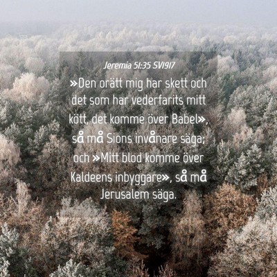 Picture 04 - Jeremia 51:35 SV1917 - »Den orätt mig har skett och det som har - Bible Verse Picture