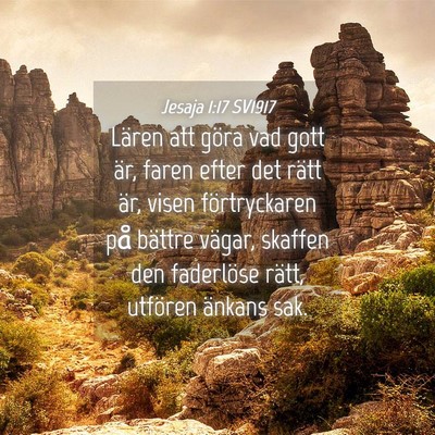 Picture 04 - Jesaja 1:17 SV1917 - Lären att göra vad gott är, faren efter det - Bible Verse Picture
