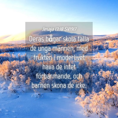 Picture 04 - Jesaja 13:18 SV1917 - Deras bågar skola fälla de unga männen, med - Bible Verse Picture