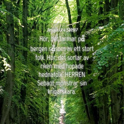 Picture 04 - Jesaja 13:4 SV1917 - Hör, det larmar på bergen såsom av ett stort - Bible Verse Picture