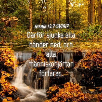 Picture 04 - Jesaja 13:7 SV1917 - Därför sjunka alla händer ned, och alla - Bible Verse Picture