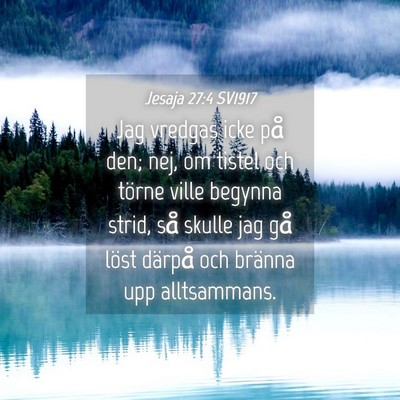 Picture 04 - Jesaja 27:4 SV1917 - Jag vredgas icke på den; nej, om tistel och - Bible Verse Picture