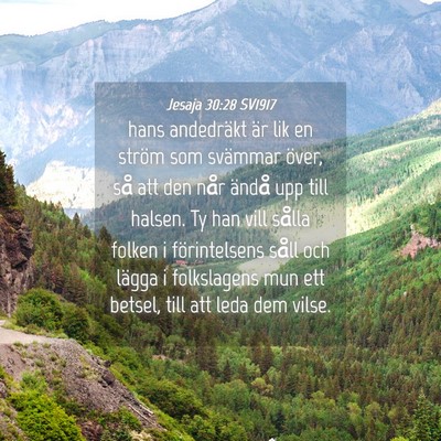 Picture 04 - Jesaja 30:28 SV1917 - hans andedräkt är lik en ström som svämmar - Bible Verse Picture
