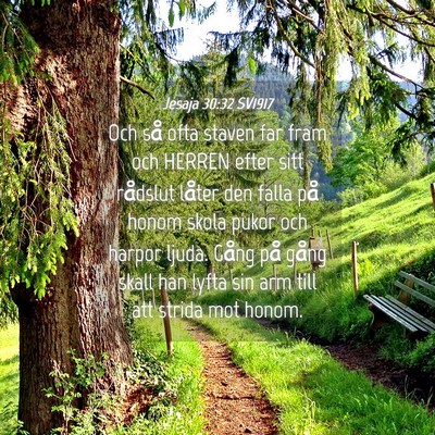Picture 04 - Jesaja 30:32 SV1917 - Och så ofta staven far fram och HERREN efter - Bible Verse Picture