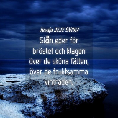 Picture 04 - Jesaja 32:12 SV1917 - Slån eder för bröstet och klagen över de - Bible Verse Picture