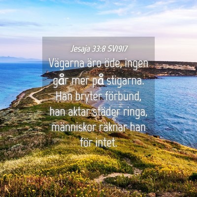 Picture 04 - Jesaja 33:8 SV1917 - Vägarna äro öde, ingen går mer på stigarna. - Bible Verse Picture