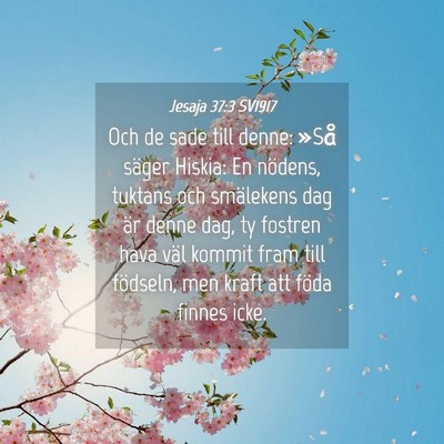 Picture 04 - Jesaja 37:3 SV1917 - Och de sade till denne: »Så säger Hiskia: En - Bible Verse Picture