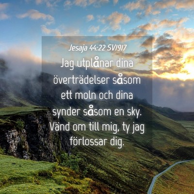 Picture 04 - Jesaja 44:22 SV1917 - Jag utplånar dina överträdelser såsom ett - Bible Verse Picture
