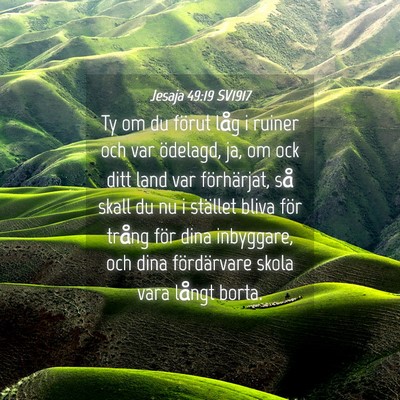 Picture 04 - Jesaja 49:19 SV1917 - Ty om du förut låg i ruiner och var ödelagd, - Bible Verse Picture
