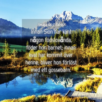 Picture 04 - Jesaja 66:7 SV1917 - Innan Sion har känt någon födslovånda, föder - Bible Verse Picture