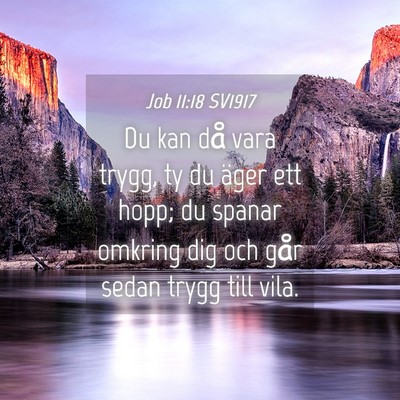 Picture 04 - Job 11:18 SV1917 - Du kan då vara trygg, ty du äger ett hopp; du - Bible Verse Picture