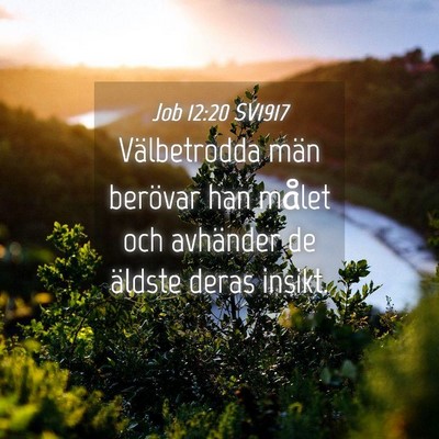 Picture 04 - Job 12:20 SV1917 - Välbetrodda män berövar han målet och - Bible Verse Picture