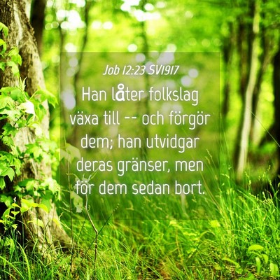 Picture 04 - Job 12:23 SV1917 - Han låter folkslag växa till -- och förgör - Bible Verse Picture