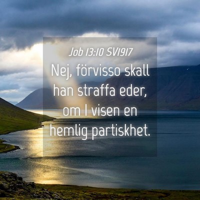 Picture 04 - Job 13:10 SV1917 - Nej, förvisso skall han straffa eder, om I visen - Bible Verse Picture