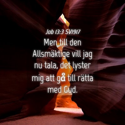 Picture 04 - Job 13:3 SV1917 - Men till den Allsmäktige vill jag nu tala, det - Bible Verse Picture