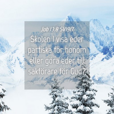 Picture 04 - Job 13:8 SV1917 - Skolen I visa eder partiska för honom eller - Bible Verse Picture