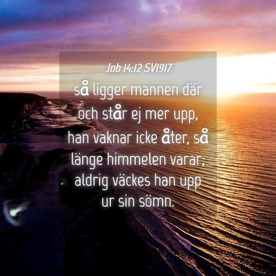 Picture 04 - Job 14:12 SV1917 - så ligger mannen där och står ej mer upp, han - Bible Verse Picture