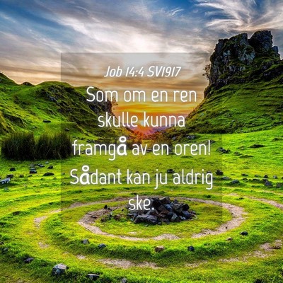 Picture 04 - Job 14:4 SV1917 - Som om en ren skulle kunna framgå av en oren! - Bible Verse Picture