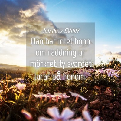 Picture 04 - Job 15:22 SV1917 - Han har intet hopp om räddning ur mörkret, ty - Bible Verse Picture