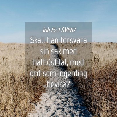 Picture 04 - Job 15:3 SV1917 - Skall han försvara sin sak med haltlöst tal, - Bible Verse Picture