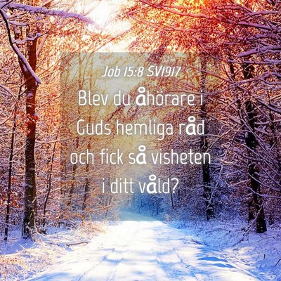 Picture 04 - Job 15:8 SV1917 - Blev du åhörare i Guds hemliga råd och fick - Bible Verse Picture