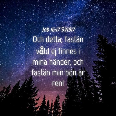 Picture 04 - Job 16:17 SV1917 - Och detta, fastän våld ej finnes i mina - Bible Verse Picture