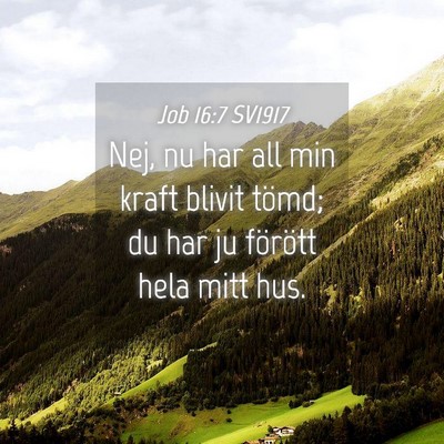 Picture 04 - Job 16:7 SV1917 - Nej, nu har all min kraft blivit tömd; du har ju - Bible Verse Picture