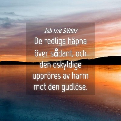 Picture 04 - Job 17:8 SV1917 - De redliga häpna över sådant, och den - Bible Verse Picture