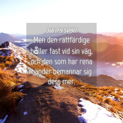 Picture 04 - Job 17:9 SV1917 - Men den rättfärdige håller fast vid sin väg, - Bible Verse Picture