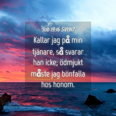 Picture 04 - Job 19:16 SV1917 - Kallar jag på min tjänare, så svarar han icke; - Bible Verse Picture