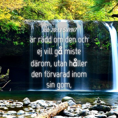 Picture 04 - Job 20:13 SV1917 - är rädd om den och ej vill gå miste därom, - Bible Verse Picture