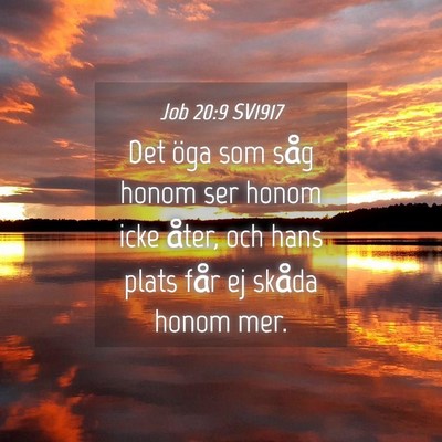 Picture 04 - Job 20:9 SV1917 - Det öga som såg honom ser honom icke åter, och - Bible Verse Picture