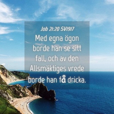 Picture 04 - Job 21:20 SV1917 - Med egna ögon borde han se sitt fall, och av den - Bible Verse Picture