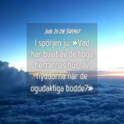Picture 04 - Job 21:28 SV1917 - I spörjen ju: »Vad har blivit av de höga - Bible Verse Picture