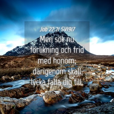 Picture 04 - Job 22:21 SV1917 - Men sök nu förlikning och frid med honom; - Bible Verse Picture