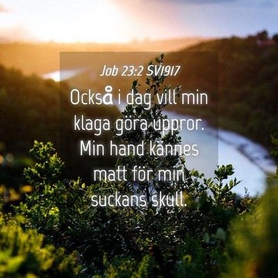 Picture 04 - Job 23:2 SV1917 - Också i dag vill min klaga göra uppror. Min - Bible Verse Picture
