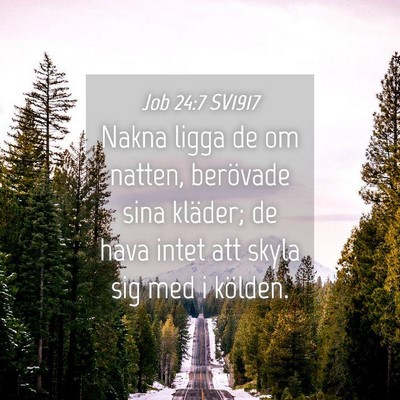 Picture 04 - Job 24:7 SV1917 - Nakna ligga de om natten, berövade sina kläder; - Bible Verse Picture