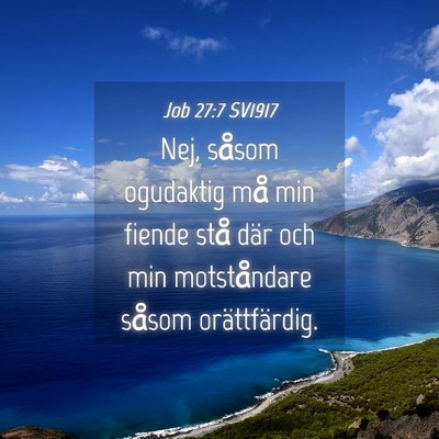 Picture 04 - Job 27:7 SV1917 - Nej, såsom ogudaktig må min fiende stå där - Bible Verse Picture