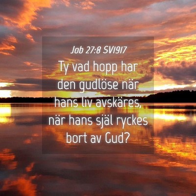Picture 04 - Job 27:8 SV1917 - Ty vad hopp har den gudlöse när hans liv - Bible Verse Picture