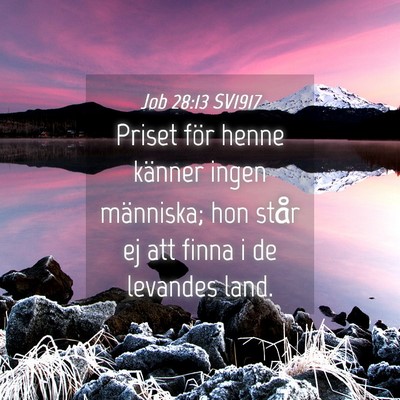 Picture 04 - Job 28:13 SV1917 - Priset för henne känner ingen människa; hon - Bible Verse Picture
