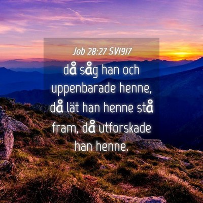 Picture 04 - Job 28:27 SV1917 - då såg han och uppenbarade henne, då lät han - Bible Verse Picture