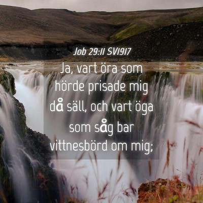 Picture 04 - Job 29:11 SV1917 - Ja, vart öra som hörde prisade mig då säll, - Bible Verse Picture