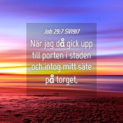 Picture 04 - Job 29:7 SV1917 - När jag då gick upp till porten i staden och - Bible Verse Picture