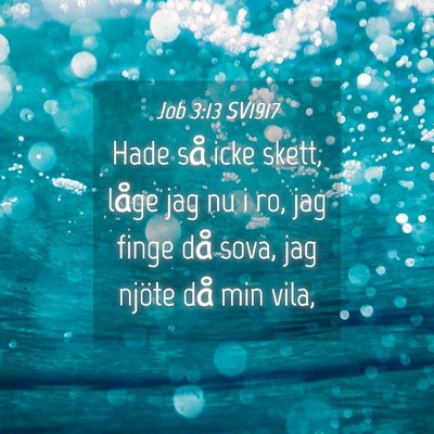 Picture 04 - Job 3:13 SV1917 - Hade så icke skett, låge jag nu i ro, jag finge - Bible Verse Picture